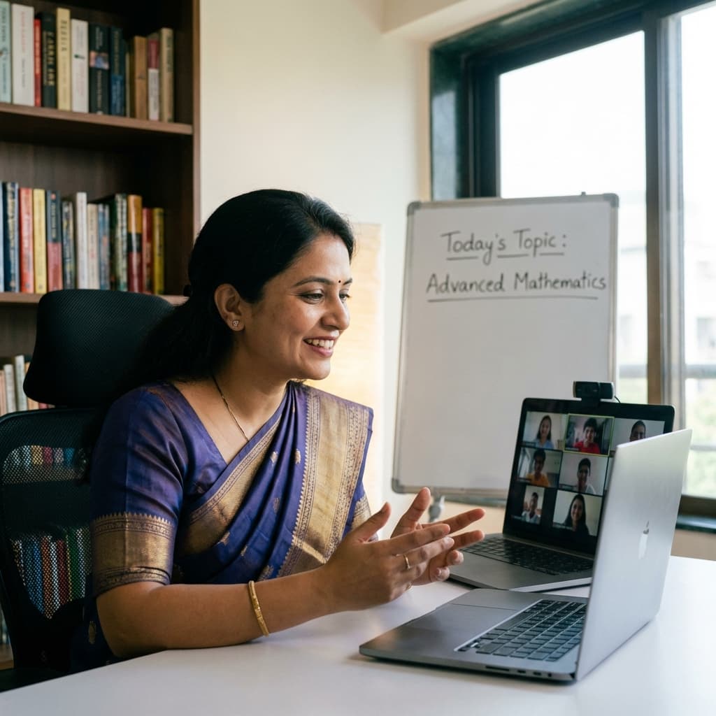 Teacher conducting live class